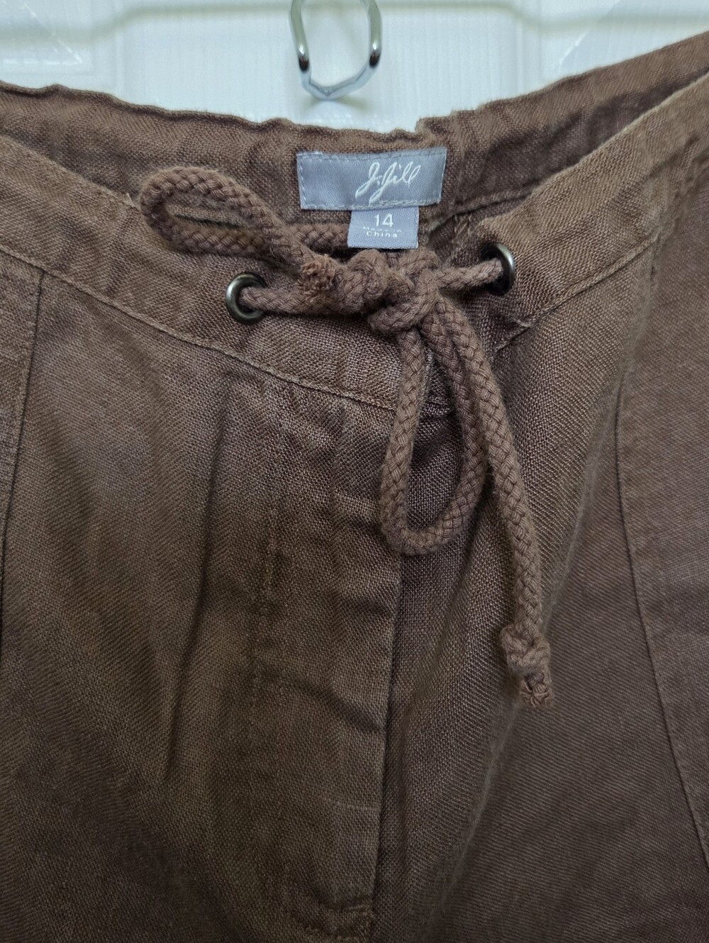 J. Jill Brown Drawstring 100% Linen Pants Summer Resortwear Outdoor Vacay 14 - Picture 4 of 8